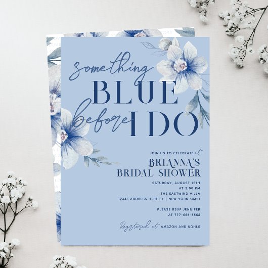 Etwas Blau bevor ich Blue Blume Bridal Einladung