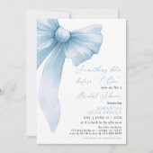 Etwas Blau bevor ich Blue Bow Brautparty mache Einladung (Vorderseite)