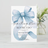 Etwas Blau bevor ich Blue Bow Brautparty mache Einladung (Stehend Vorderseite)