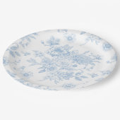 Etwas Blau, bevor ich Blue Floral Toile Pappteller (Schrägansicht)