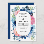 Etwas Blau bevor ich blühende Hochzeit mache Einladung (Vorne/Hinten)