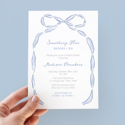 Etwas Blau, bevor ich Bow Brautparty Einladung