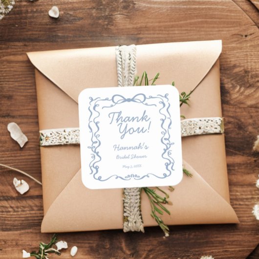 Etwas Blau, bevor ich Bow Brautparty Gefallen tun Quadratischer Aufkleber