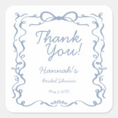 Etwas Blau, bevor ich Bow Brautparty Gefallen tun Quadratischer Aufkleber (Vorderseite)