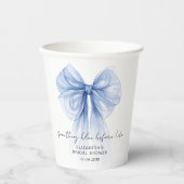 Etwas Blau, bevor ich Bow Brautparty Pappbecher (Vorderseite)