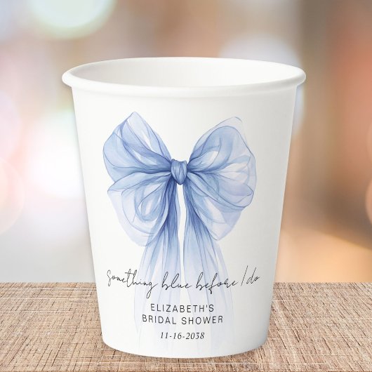 Etwas Blau, bevor ich Bow Brautparty Pappbecher