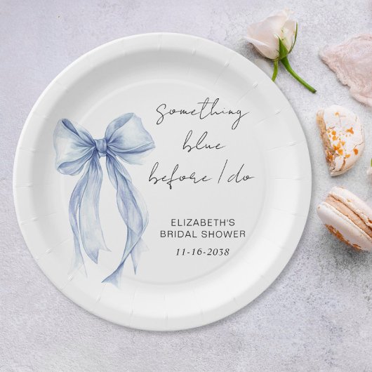 Etwas Blau, bevor ich Bow Brautparty Pappteller