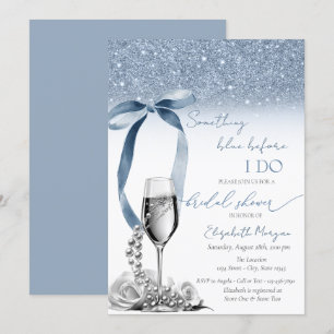 Etwas Blau, bevor ich Bow Glitzer Champagne Einladung