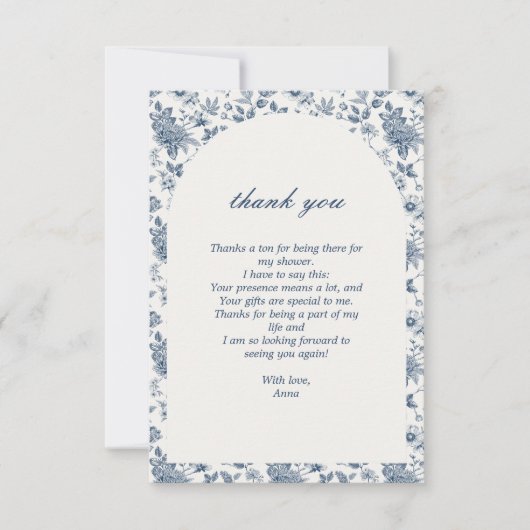 Etwas Blau, bevor ich Brautparty floral Dankeskarte (Vorderseite)