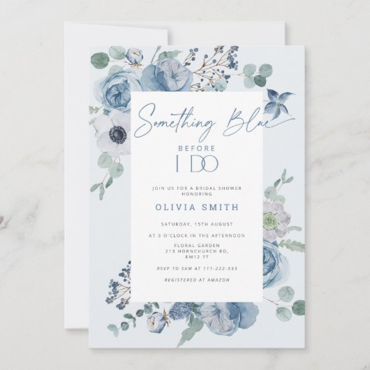 Etwas Blau bevor ich Brautparty mache Einladung (Vorderseite)