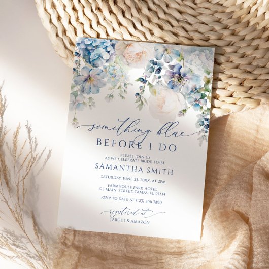 Etwas Blau, bevor ich Brautparty mache Einladung