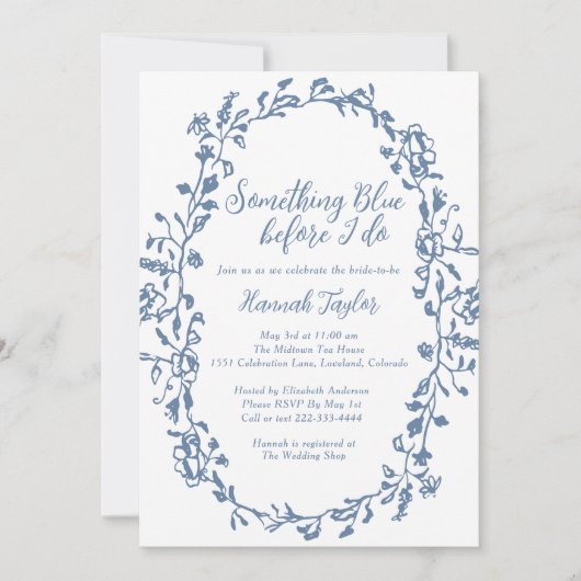 Etwas Blau, bevor ich Brautparty mache Einladung (Vorderseite)