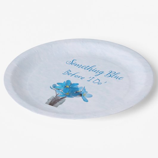 Etwas Blau, bevor ich Brautparty mache Pappteller (Schrägansicht)