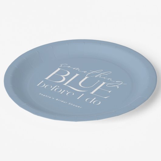 Etwas Blau, bevor ich Brautparty mache Pappteller (Schrägansicht)