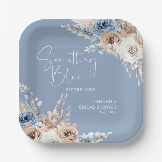 Etwas Blau, bevor ich Brautparty mache Pappteller (Vorderseite)