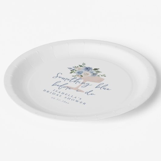 Etwas Blau bevor ich Brautparty mache Pappteller (Schrägansicht)