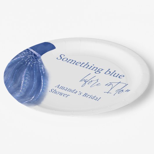 Etwas Blau, bevor ich Brautparty zu kleiden Pappteller (Schrägansicht)