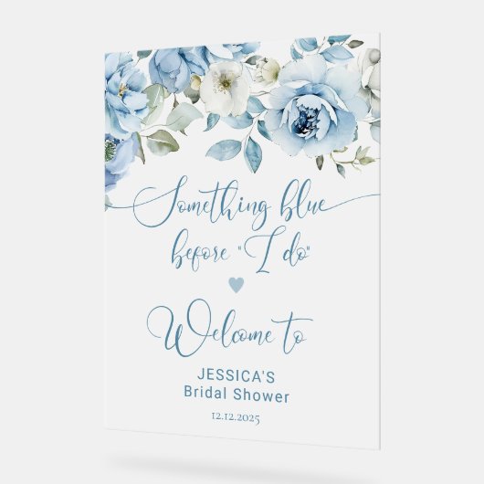 Etwas Blau bevor ich bridde Willkommen mattiert Acrylschild (Winkel)