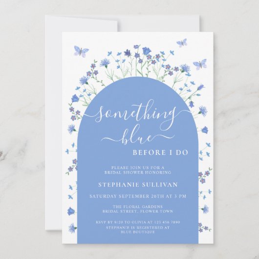 Etwas Blau, bevor ich das Brautparty anhebe Einladung (Vorderseite)