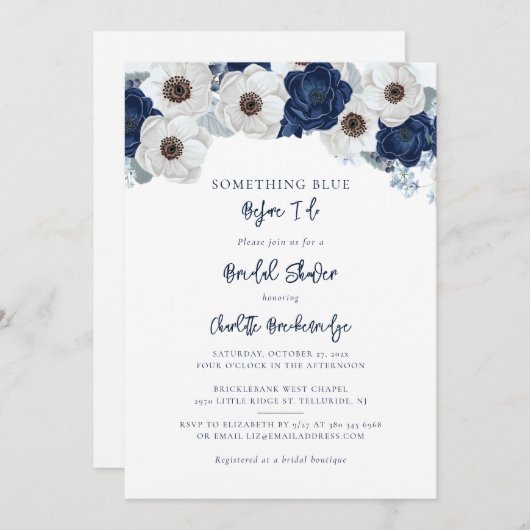 Etwas Blau, bevor ich das moderne Brautparty mache Einladung (Vorne/Hinten)