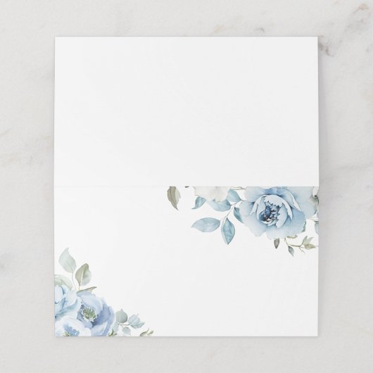 Etwas Blau, bevor ich dustig blaue Blüten Platzkarte (Außenseite Aufgefaltet)