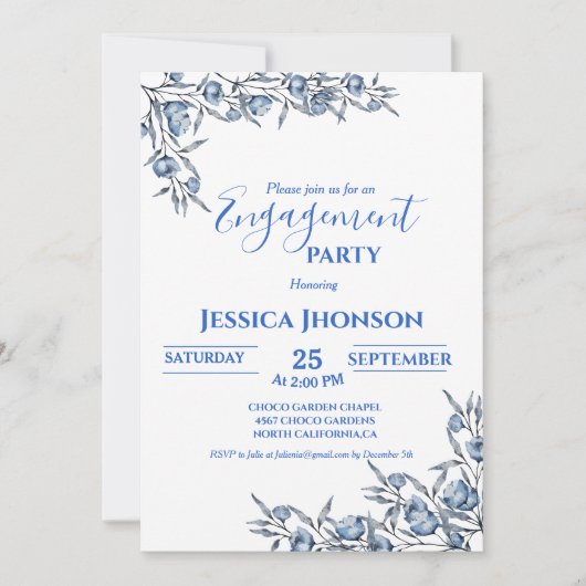 Etwas Blau bevor ich eine staubige Engagement-Part Einladung (Vorderseite)