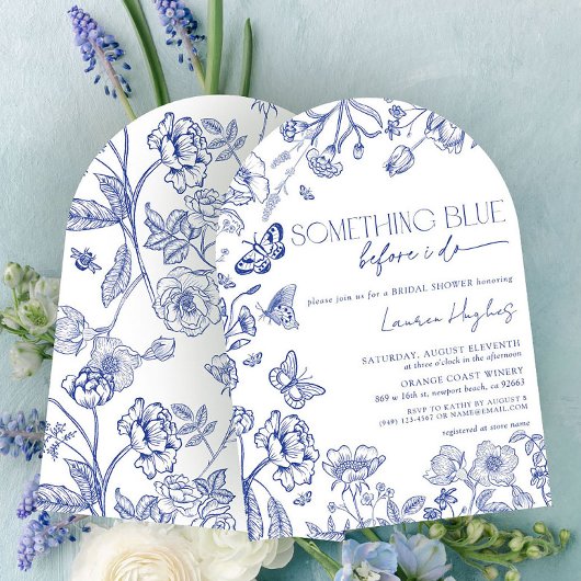 Etwas Blau, bevor ich florales Brautparty in Einladung