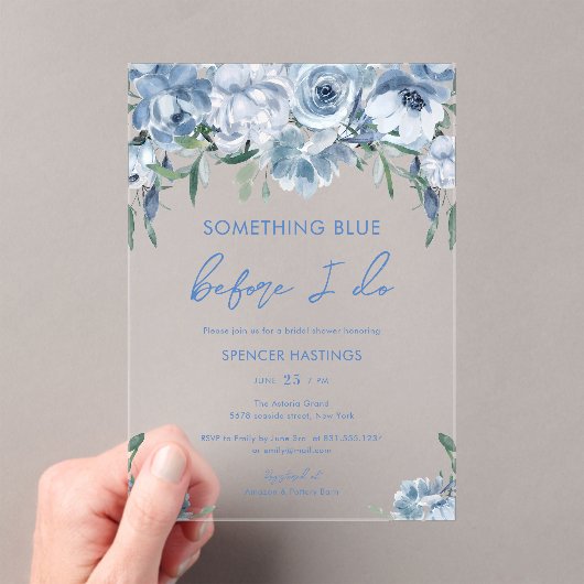 Etwas Blau, bevor ich florales Brautparty mache Acryleinladungen (Insitu (Handheld))
