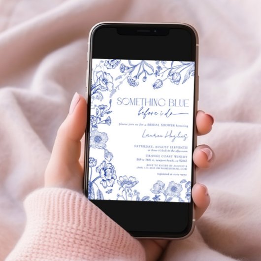 Etwas Blau, bevor ich florales Brautparty mache Einladung