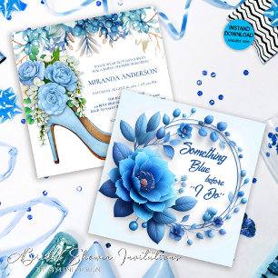 Etwas Blau, bevor ich florales Brautparty mache Einladung