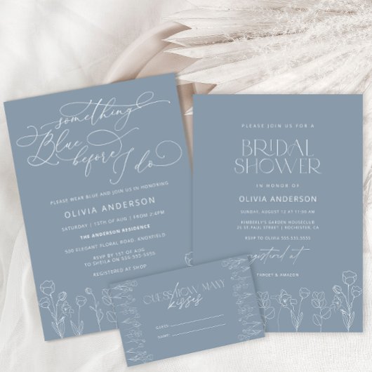 Etwas Blau, bevor ich florales Brautparty mache Einladung