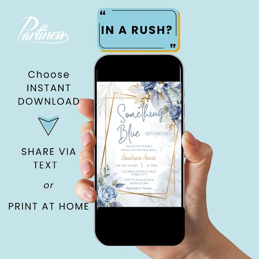 Etwas Blau, bevor ich florales Brautparty mache Einladung