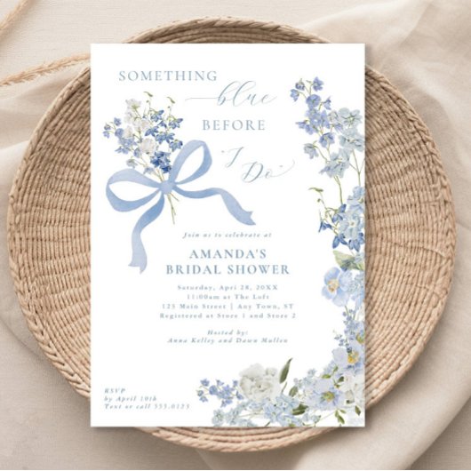 Etwas Blau, bevor ich florales Brautparty mache Einladung