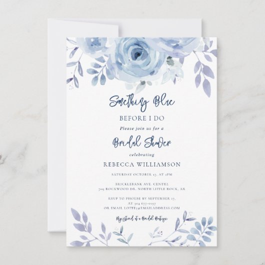 Etwas Blau, bevor ich florales Brautparty mache Einladung (Vorderseite)