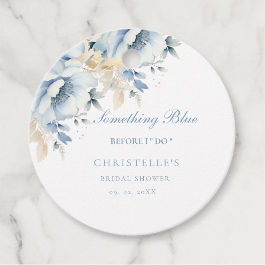 Etwas Blau bevor ich florales Brautparty mache Geschenkanhänger (Vorderseite)