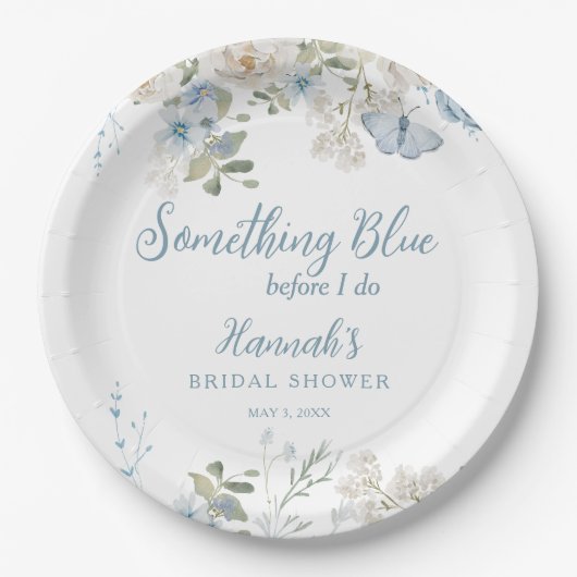 Etwas Blau, bevor ich florales Brautparty mache Pappteller (Vorderseite)