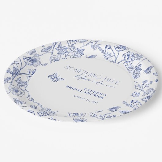Etwas Blau, bevor ich florales Brautparty mache Pappteller (Schrägansicht)