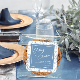 Etwas Blau, bevor ich florales Brautparty mache Quadratischer Aufkleber