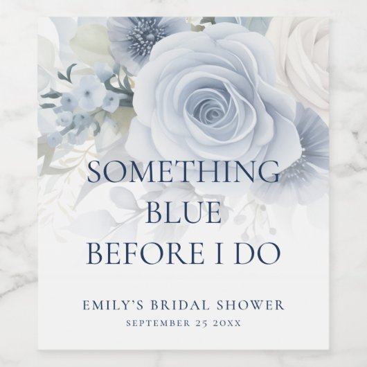 Etwas Blau bevor ich Florals Brautparty mache Weinetikett (Einzelnes Label)