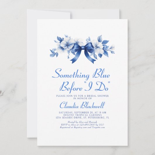Etwas Blau bevor ich Französisch Brautparty mache Einladung (Vorderseite)