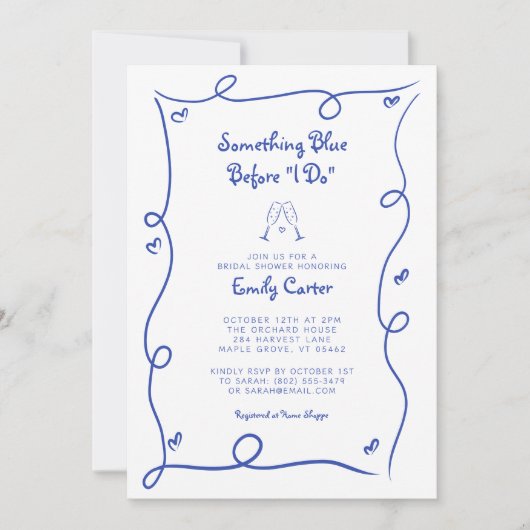 Etwas Blau bevor ich Hand zeichnen Einladung (Vorderseite)