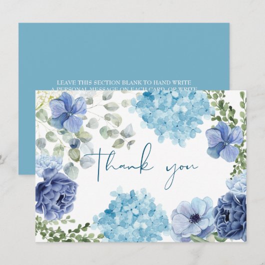 Etwas Blau bevor ich Hydrangea-Brautparty Dankeskarte (Vorne/Hinten)