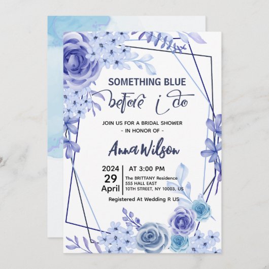 Etwas Blau, bevor ich Hydrangea-Brautparty Einladung (Vorne/Hinten)