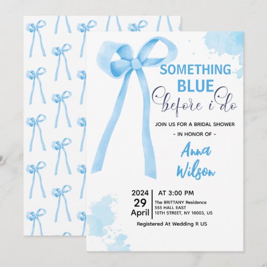 Etwas Blau, bevor ich Hydrangea-Brautparty Einladung (Vorne/Hinten)