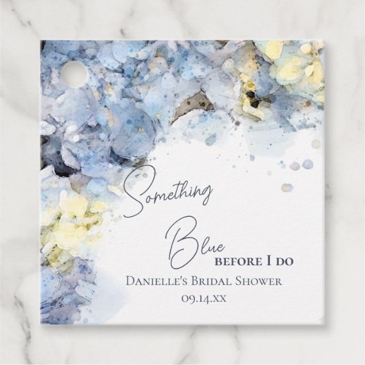 Etwas Blau, bevor ich Hydrangea-Brautparty Geschenkanhänger (Vorderseite)