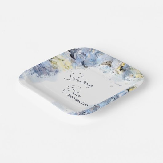 Etwas Blau, bevor ich Hydrangea-Brautparty Pappteller (Gewinkelt)