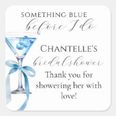 Etwas Blau bevor ich Martini-Brautparty machen Quadratischer Aufkleber (Vorderseite)