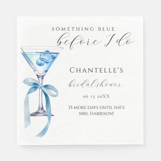 Etwas Blau bevor ich Martini-Brautparty machen Serviette (Vorderseite)