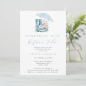 Etwas Blau, bevor ich Rainboots-Brautparty mache Einladung (Stehend Vorderseite)