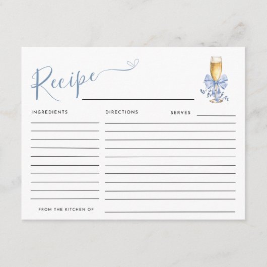 ETWAS BLAU, BEVOR ICH Recipe. Begleitkarte (Vorderseite)